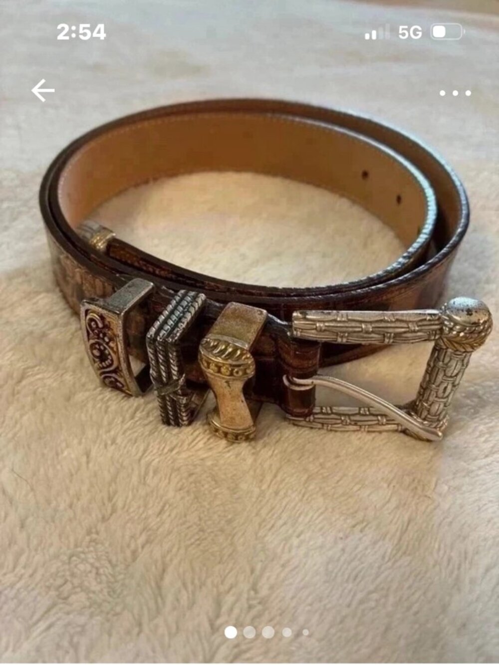 Vintage Streets Ahead USA Croc Leather Patchwork Belt L Bucklesource 1999 Buckle